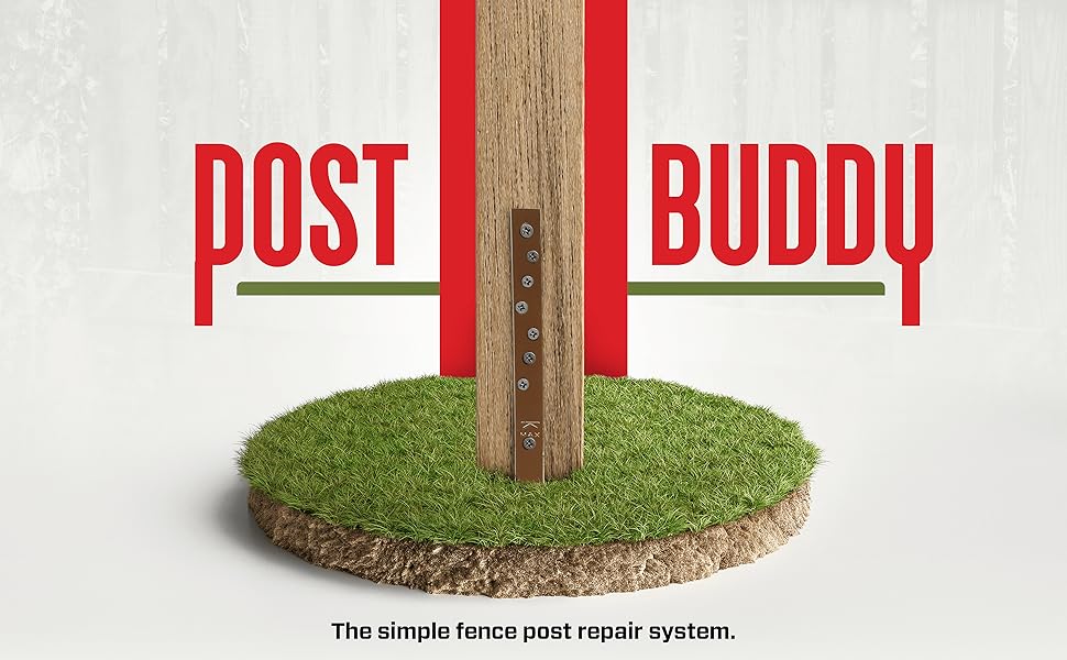 Post Buddy fence post repair kit packaging and stake detail
